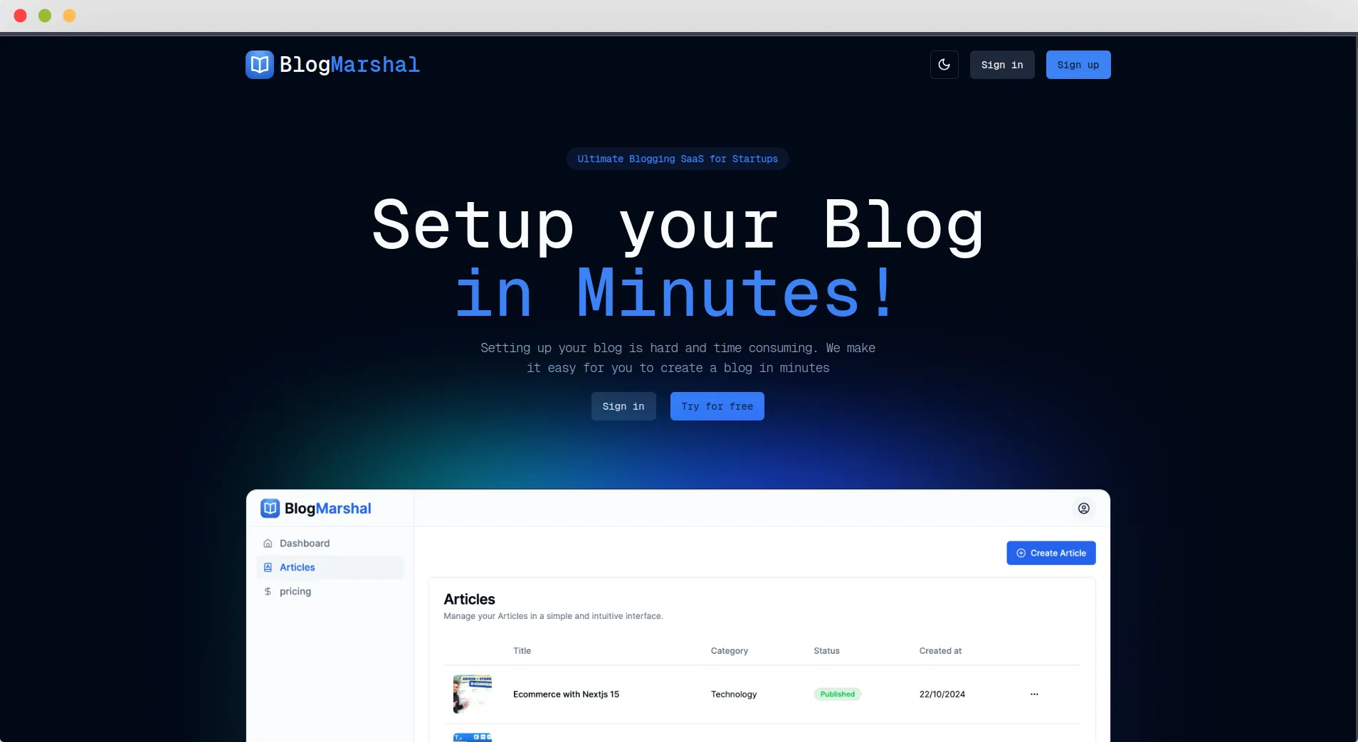 Setup Your Blog in Minutes